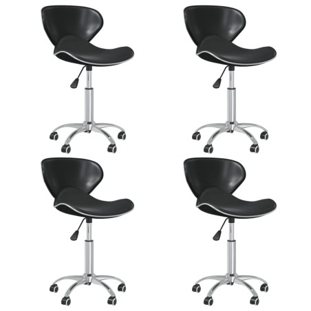 vidaXL Sillas de comedor giratorias 4 unidades cuero sintético negro