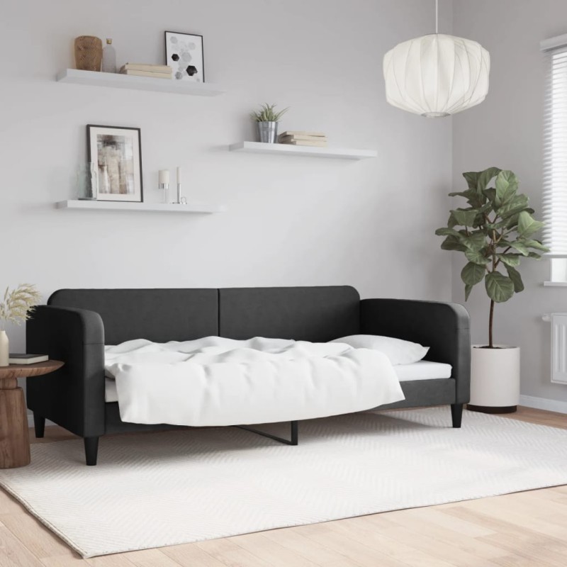 vidaXL Sofá cama tela negro 90x200 cm vidaXL Sofá cama tela negro 90x200 cm