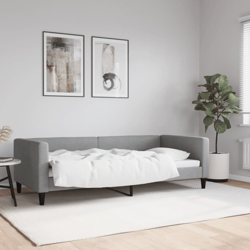 vidaXL Sofá cama tela gris claro 90x200 cm vidaXL Sofá cama tela gris claro 90x200 cm