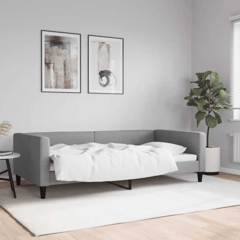vidaXL Sofá cama tela gris claro 100x200 cm vidaXL Sofá cama tela gris claro 100x200 cm