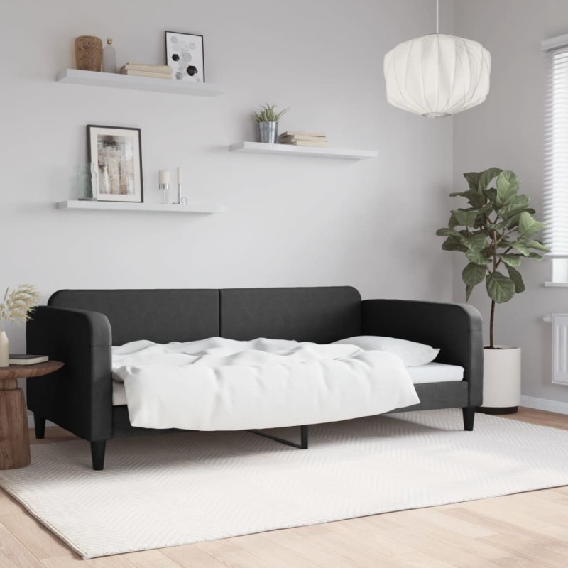 vidaXL Sofá cama tela negro 100x200 cm vidaXL Sofá cama tela negro 100x200 cm