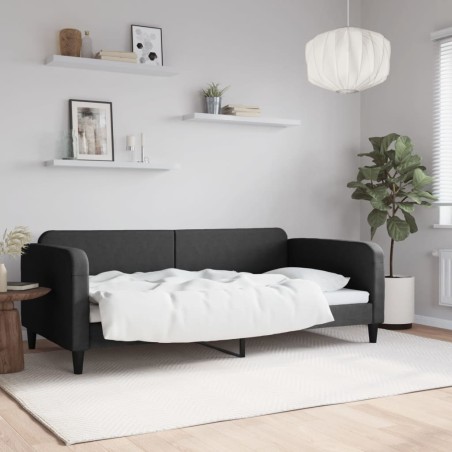 vidaXL Sofá cama tela negro 100x200 cm