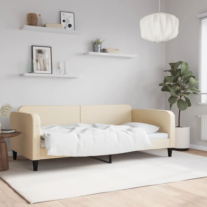 vidaXL Sofá cama tela color crema 100x200 cm vidaXL Sofá cama tela color crema 100x200 cm