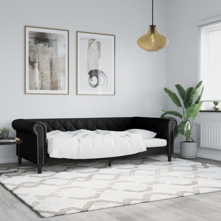 vidaXL Sofá cama cuero sintético negro 90x190 cm