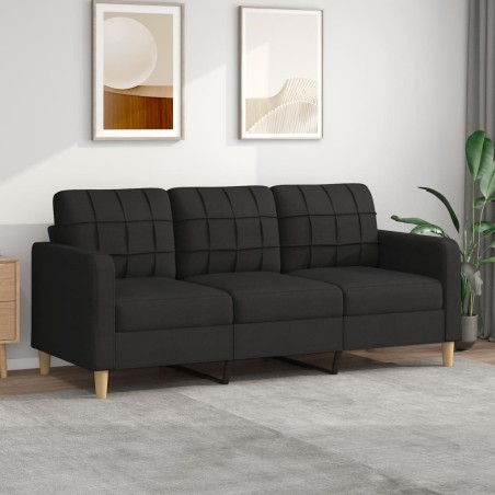 vidaXL Sofá de 3 plazas de tela negro 180 cm