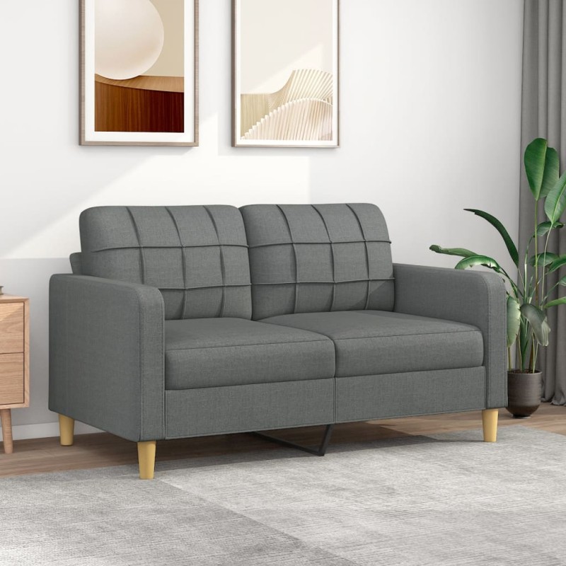 vidaXL Sofá de 2 plazas de tela gris oscuro 140 cm vidaXL Sofá de 2 plazas de tela gris oscuro 140 cm