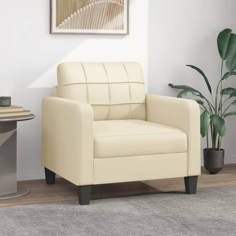 vidaXL Sillón cuero sintético crema 60 cm vidaXL Sillón cuero sintético crema 60 cm