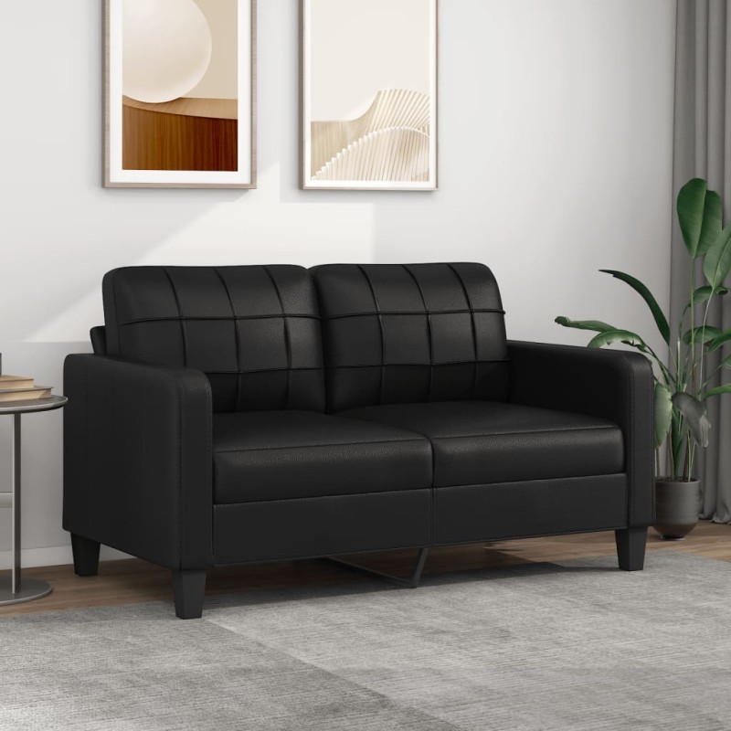 vidaXL Sofá de 2 plazas de cuero sintético negro 140 cm vidaXL Sofá de 2 plazas de cuero sintético negro 140 cm