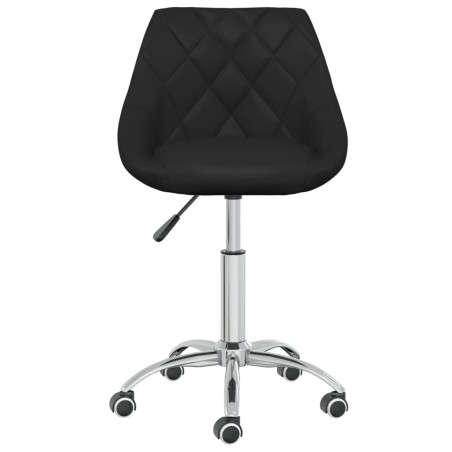 vidaXL Silla de comedor giratoria cuero sintético negro