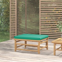 vidaXL Reposapiés de jardín bambú con cojín verde
