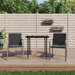 vidaXL Sillas jardín y cojines 2 uds ratán sintético negro 56x59x84 cm
