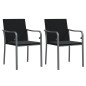 vidaXL Sillas jardín y cojines 2 uds ratán sintético negro 56x59x84 cm vidaXL Sillas jardín y cojines 2 uds ratán sintético negro 56x59x84 cm