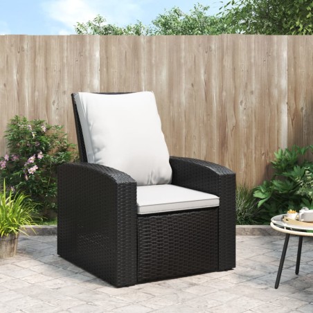 vidaXL Sillón reclinable de jardín con cojines ratán sintético negro