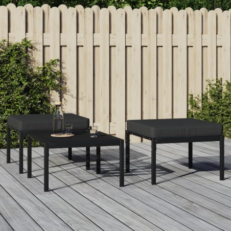 vidaXL Reposapiés de jardín 2 uds acero con cojines gris 60x60x35 cm