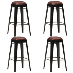 vidaXL Taburetes de cocina 4 unidades cuero auténtico negro