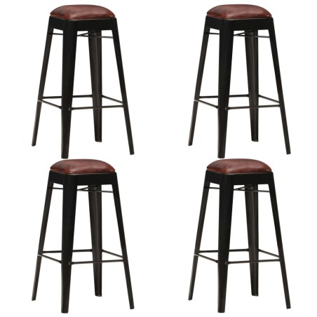 vidaXL Taburetes de cocina 4 unidades cuero auténtico negro