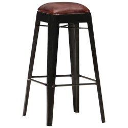 vidaXL Taburetes de cocina 4 unidades cuero auténtico negro