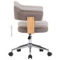 vidaXL Silla de comedor giratoria de madera curvada y tela gris taupe vidaXL Silla de comedor giratoria de madera curvada y tela gris taupe