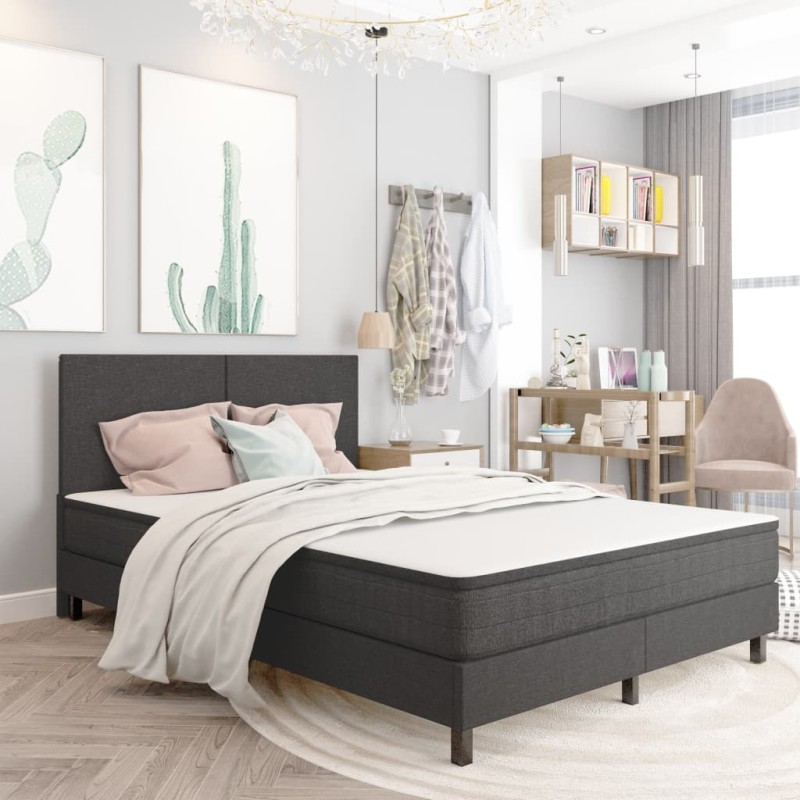 vidaXL Estructura de cama Box Spring tela gris 160x200 cm vidaXL Estructura de cama Box Spring tela gris 160x200 cm
