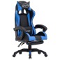 vidaXL Silla gaming con reposapiés cuero sintético azul y negro vidaXL Silla gaming con reposapiés cuero sintético azul y negro