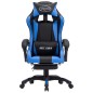vidaXL Silla gaming con reposapiés cuero sintético azul y negro vidaXL Silla gaming con reposapiés cuero sintético azul y negro