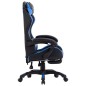 vidaXL Silla gaming con reposapiés cuero sintético azul y negro vidaXL Silla gaming con reposapiés cuero sintético azul y negro