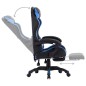 vidaXL Silla gaming con reposapiés cuero sintético azul y negro vidaXL Silla gaming con reposapiés cuero sintético azul y negro