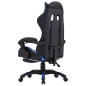 vidaXL Silla gaming con reposapiés cuero sintético azul y negro vidaXL Silla gaming con reposapiés cuero sintético azul y negro
