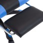 vidaXL Silla gaming con reposapiés cuero sintético azul y negro vidaXL Silla gaming con reposapiés cuero sintético azul y negro