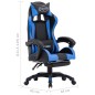 vidaXL Silla gaming con reposapiés cuero sintético azul y negro vidaXL Silla gaming con reposapiés cuero sintético azul y negro