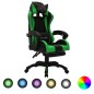 vidaXL Silla gaming con luces LED RGB cuero sintético verde y negro vidaXL Silla gaming con luces LED RGB cuero sintético verde y negro