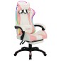 vidaXL Silla gaming con luces LED RGB cuero sintético rosa y blanco vidaXL Silla gaming con luces LED RGB cuero sintético rosa y blanco