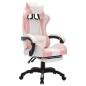 vidaXL Silla gaming con luces LED RGB cuero sintético rosa y blanco vidaXL Silla gaming con luces LED RGB cuero sintético rosa y blanco