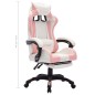 vidaXL Silla gaming con luces LED RGB cuero sintético rosa y blanco vidaXL Silla gaming con luces LED RGB cuero sintético rosa y blanco