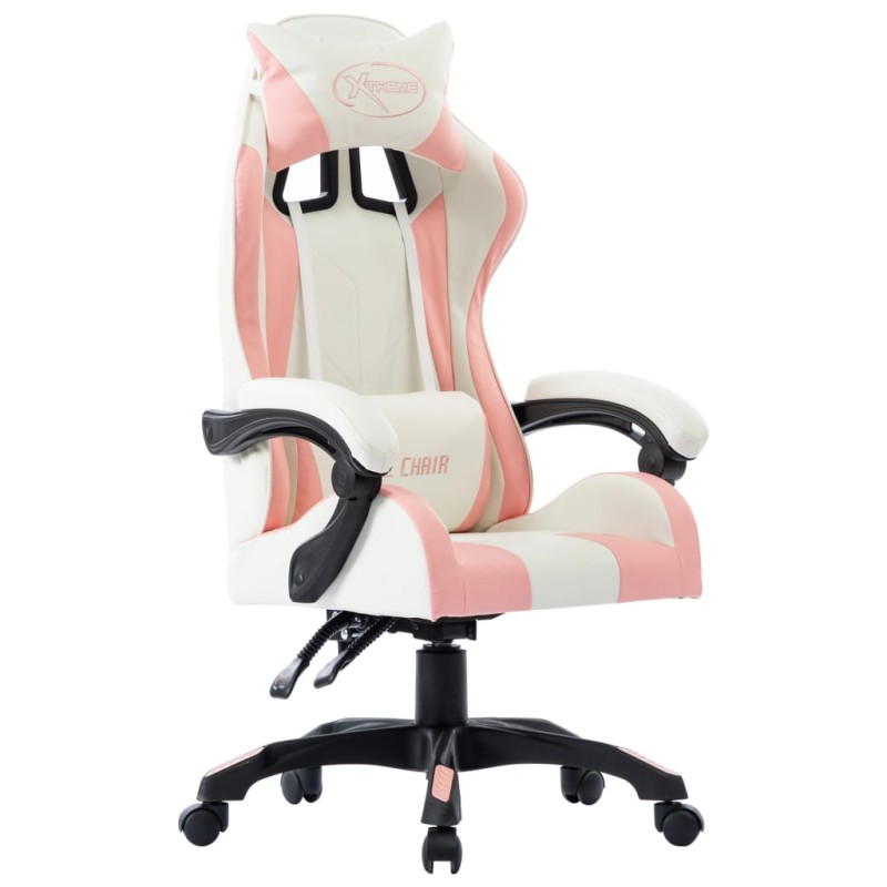 vidaXL Silla gaming de cuero sintético rosa vidaXL Silla gaming de cuero sintético rosa