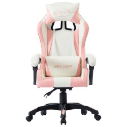 vidaXL Silla gaming de cuero sintético rosa