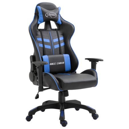 vidaXL Silla de gaming de cuero sintético azul