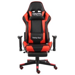 vidaXL Silla gaming giratoria con reposapiés PVC rojo