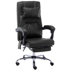 vidaXL Silla de oficina de masaje de cuero sintético negra