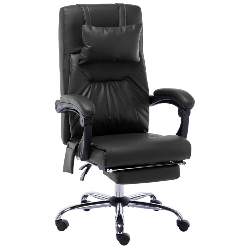 vidaXL Silla de oficina de masaje de cuero sintético negra vidaXL Silla de oficina de masaje de cuero sintético negra