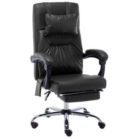 vidaXL Silla de oficina de masaje de cuero sintético negra