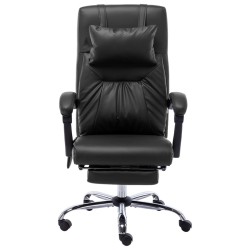 vidaXL Silla de oficina de masaje de cuero sintético negra