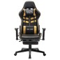 vidaXL Silla de gaming con reposapiés cuero sintético negro y dorado vidaXL Silla de gaming con reposapiés cuero sintético negro y dorado