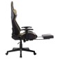 vidaXL Silla de gaming con reposapiés cuero sintético negro y dorado vidaXL Silla de gaming con reposapiés cuero sintético negro y dorado