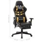 vidaXL Silla de gaming con reposapiés cuero sintético negro y dorado vidaXL Silla de gaming con reposapiés cuero sintético negro y dorado