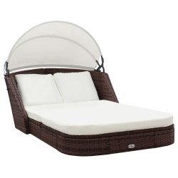 vidaXL Tumbona con dosel ratán sintético marrón