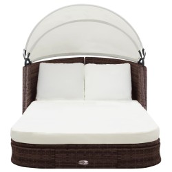 vidaXL Tumbona con dosel ratán sintético marrón