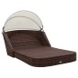 vidaXL Tumbona con dosel ratán sintético marrón vidaXL Tumbona con dosel ratán sintético marrón