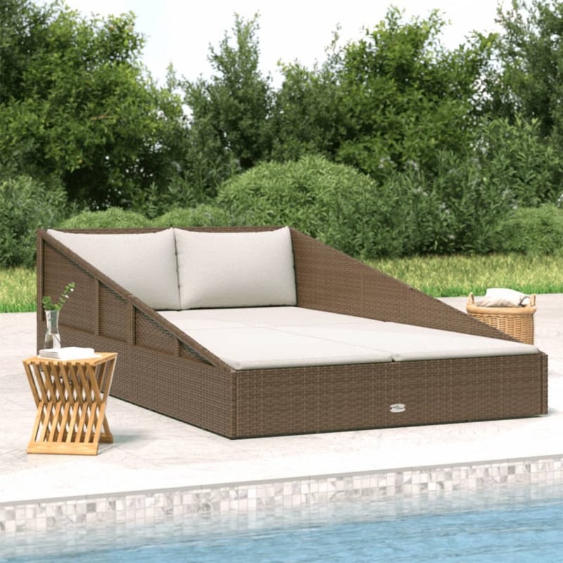 vidaXL Tumbona cama de jardín ratán sintético marrón 110x200 cm vidaXL Tumbona cama de jardín ratán sintético marrón 110x200 cm