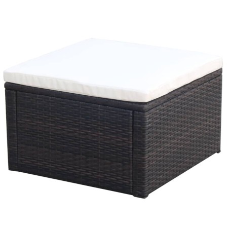 vidaXL Taburete otomana poli ratán 53x53x30 cm marrón 